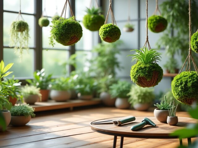 Initiez-vous à la création de kokedamas : transformez votre intérieur avec des jardins suspendus