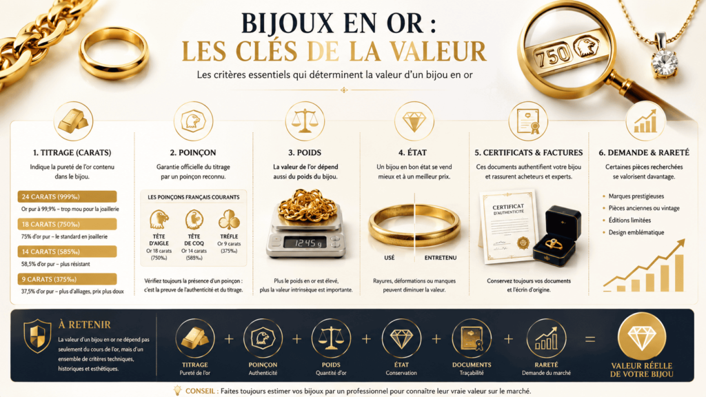 critere pour la valeur d'un bijou en or